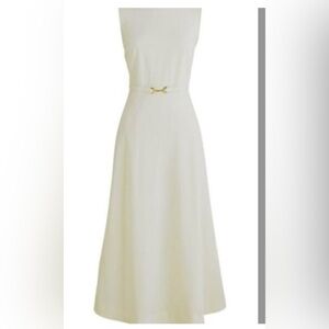 NWT J. Crew ivory A-line midi dress in Italian stretch wool size 6